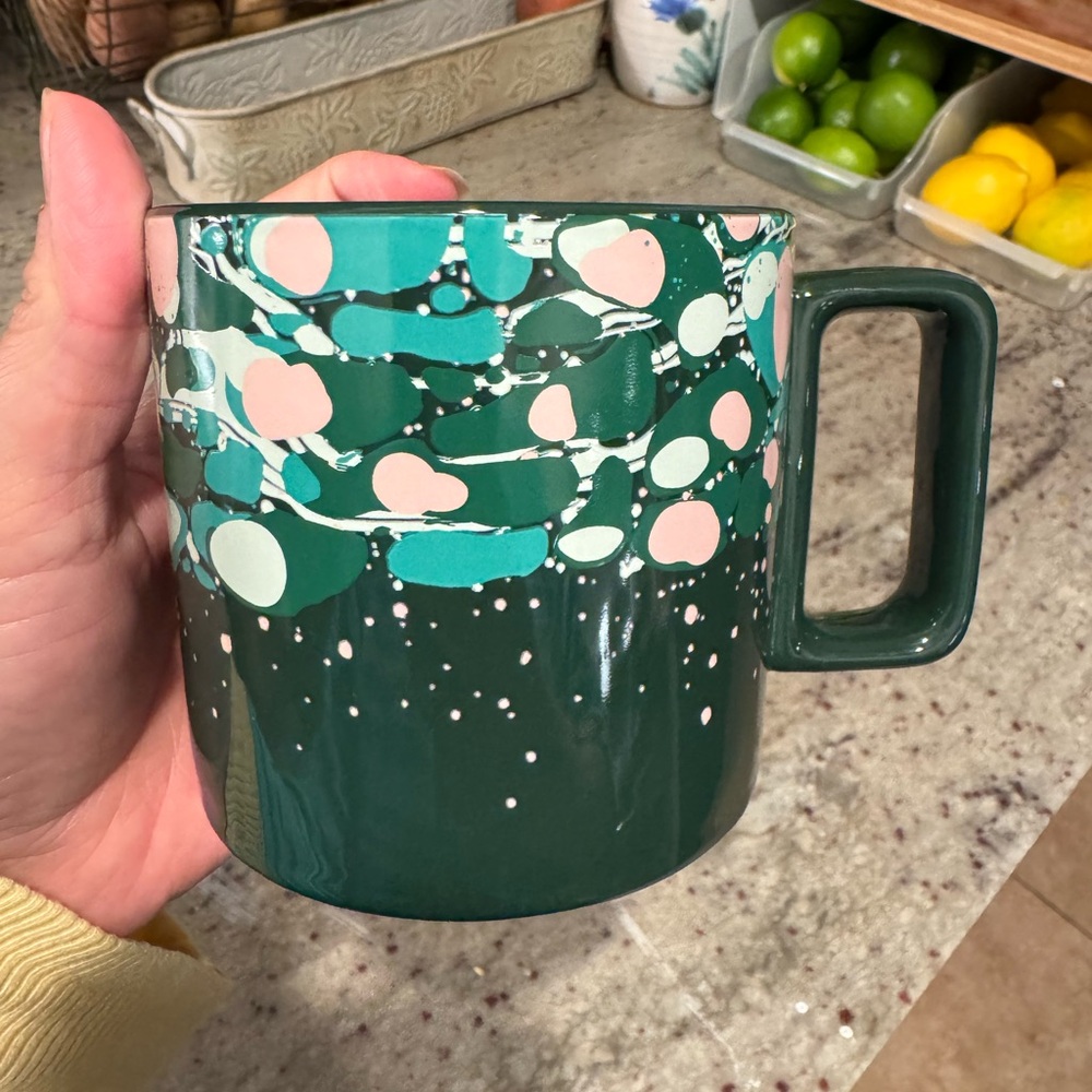 Starbucks Holiday 2022 Venetian Marble Forest Green Ceramic Mug